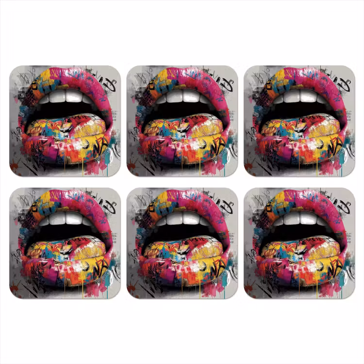 Onderzetter​ - Lippen - Graffiti - Expressief — 1