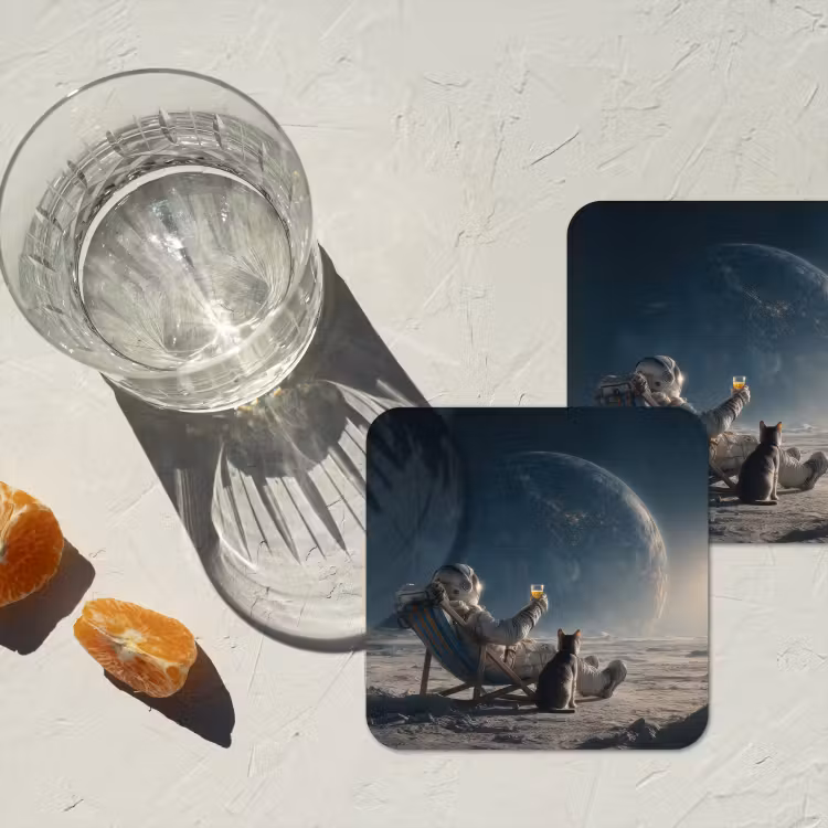 Onderzetter - Maan - Kat - Astronaut - Ruimte — 2