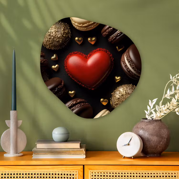 Organisch schilderij - Glas - Macarons - Rood - Hart — 2