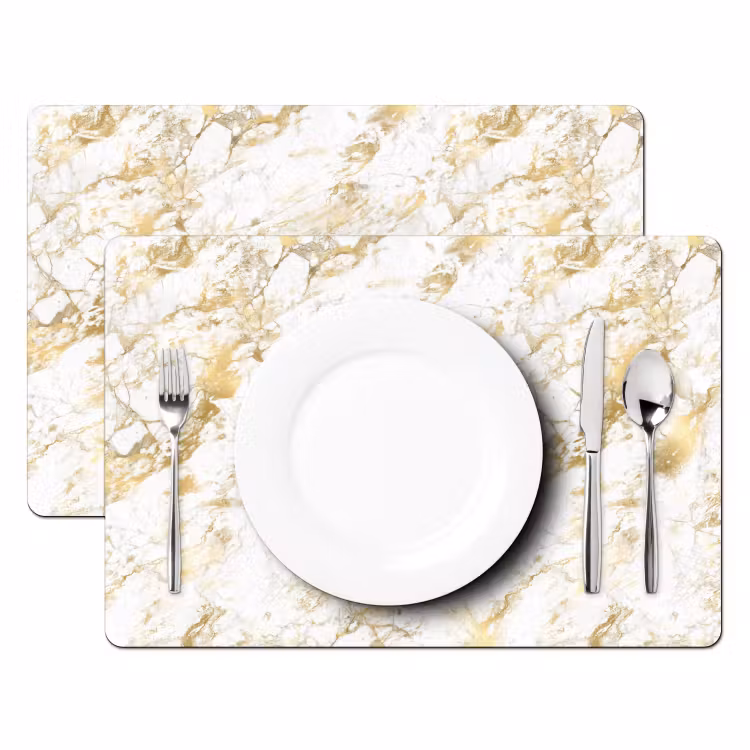 Placemat - 6 stuks - Marmer - Goud - Structuur — 2