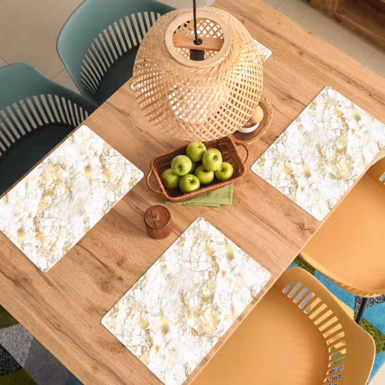 Placemat - 6 stuks - Marmer - Goud - Structuur — 4