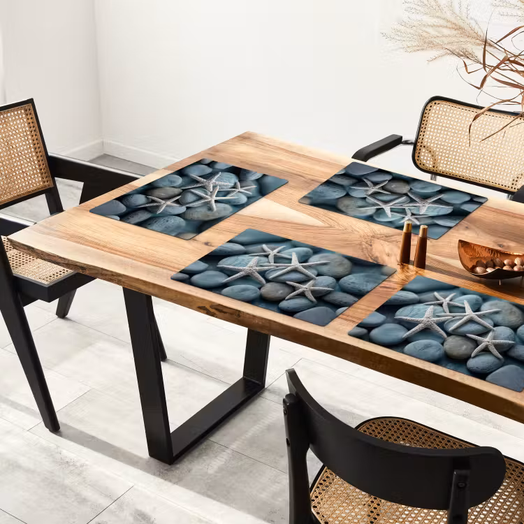 Placemat - 6 stuks - Zeesterren - Stenen - Wit — 3
