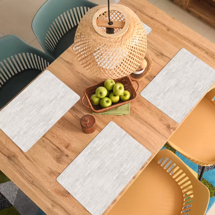 Placemat - 6 stuks - Muur - Wit - Bakstenen — 4