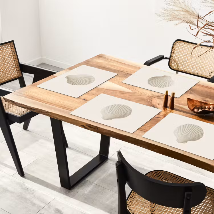 Placemat - 6 stuks - Schelp - Minimalistisch - Wit — 3