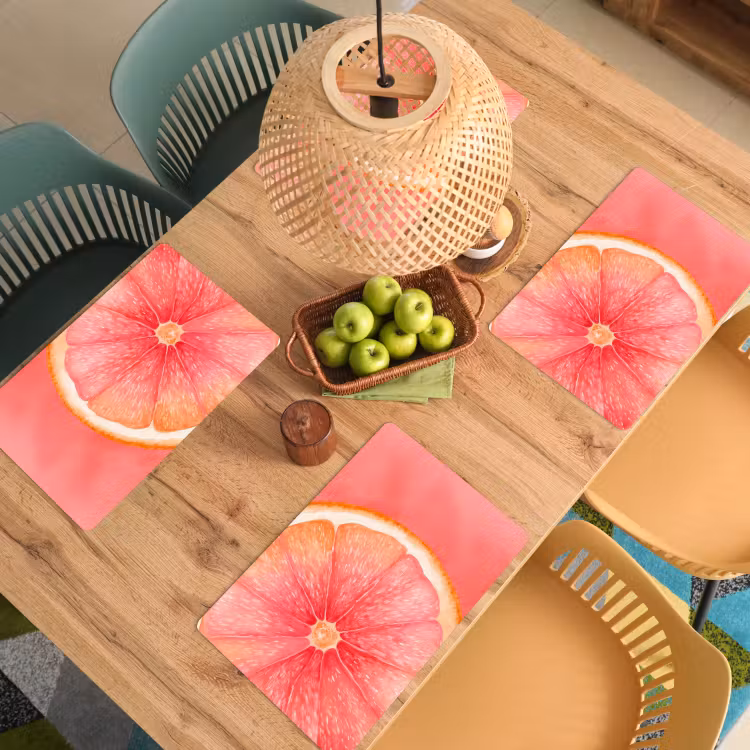 Placemat - 6 stuks - Grapefruit - Roze - Levendig — 4