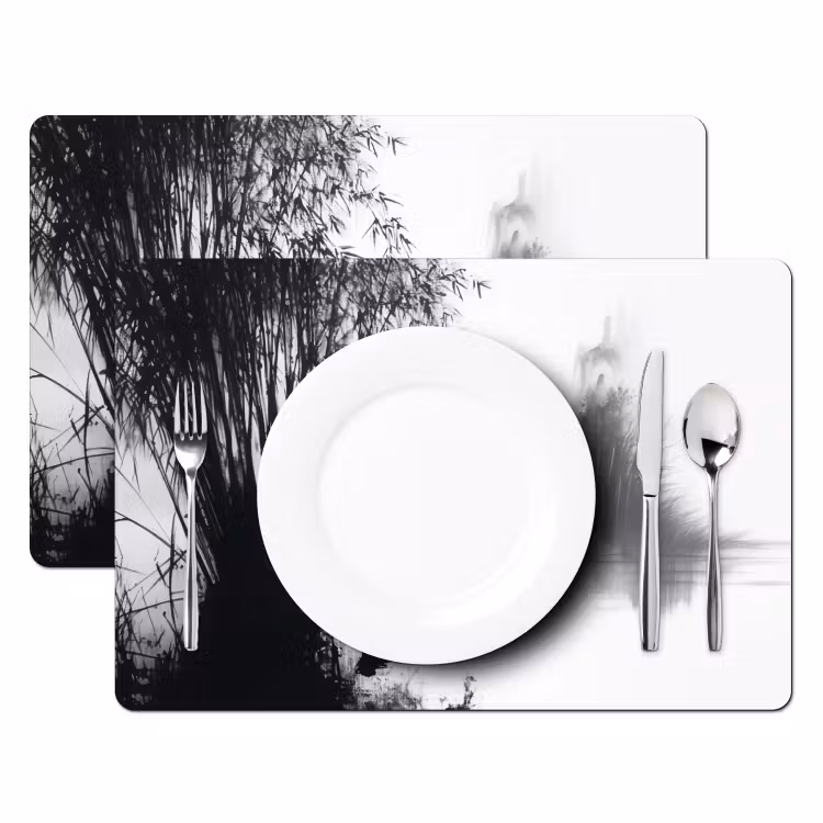 Placemat - 6 stuks - Boot - Rivier - Bamboe - Wit — 2