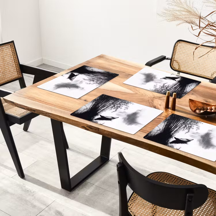 Placemat - 6 stuks - Boot - Rivier - Bamboe - Wit — 3