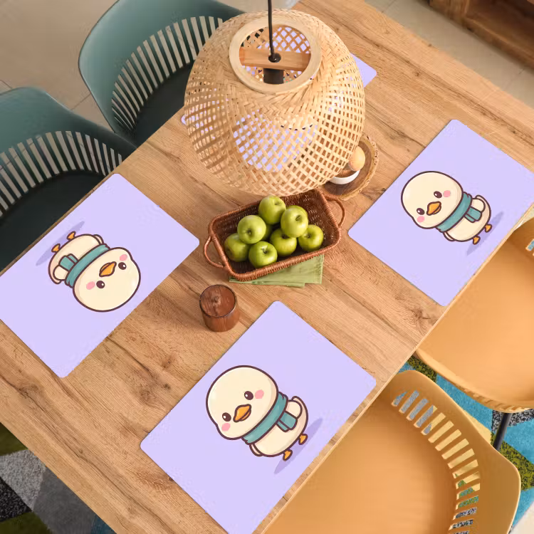 Placemat - 6 stuks - Eend - Sjaal - Paars — 4