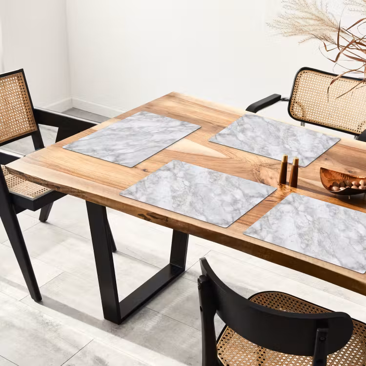 Placemat - 6 stuks - Grijs - Wit - Marmer — 3