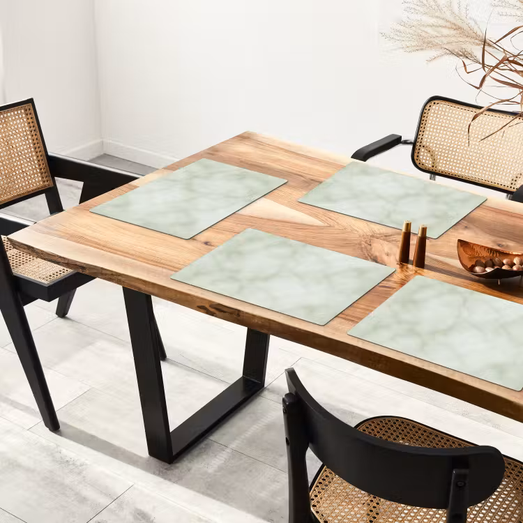 Placemat - 6 stuks - Groen - Marmer - Aders — 3