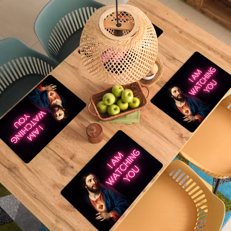Placemat - 6 stuks - Man - Tekst - Neon — 4