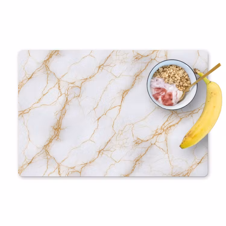 Placemat - 6 stuks - Wit - Goud - Marmer - Aders — 1