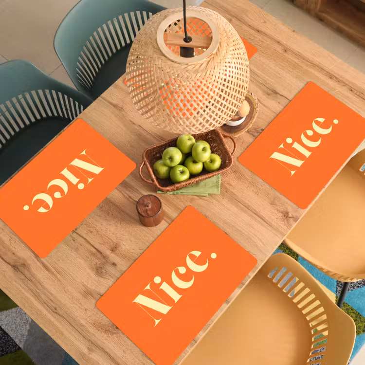 Placemat - 6 stuks - Oranje - Gebroken wit - Nice — 4