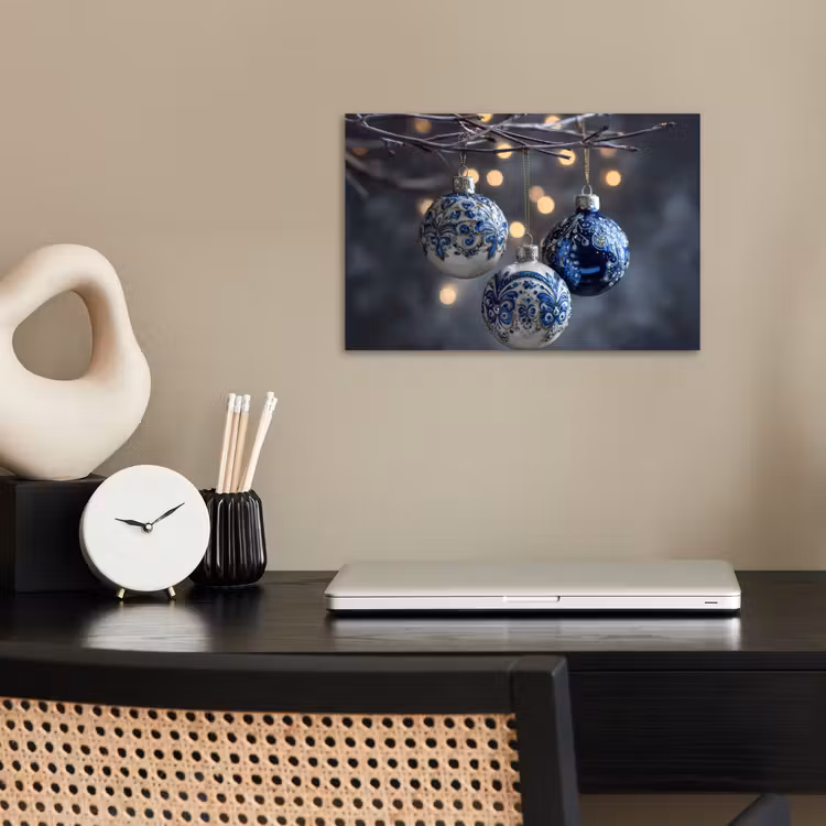 Poster - Kerstbal - Versierd - Blauw — 2