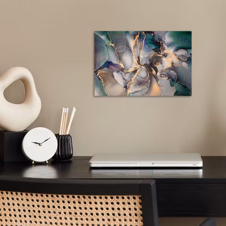 Poster - Goud - Blauw - Marmer — 2