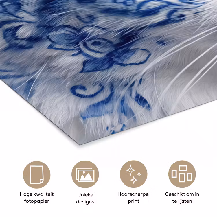 Poster - Kat - Patroon - Blauw — 5