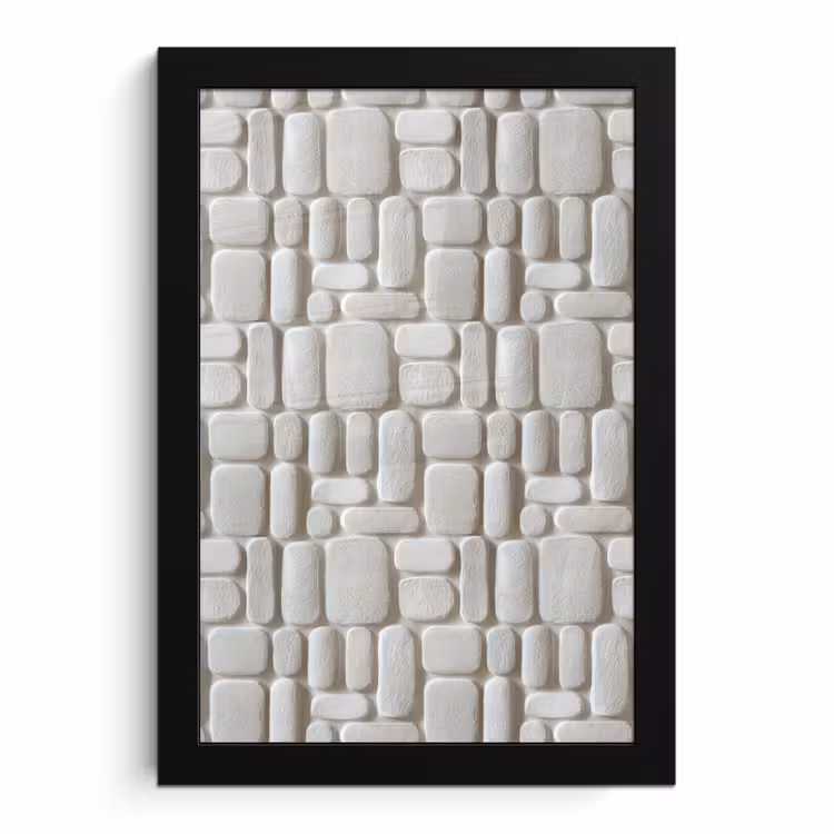 Poster met lijst - Reliëf - Structuur - Wit — 1