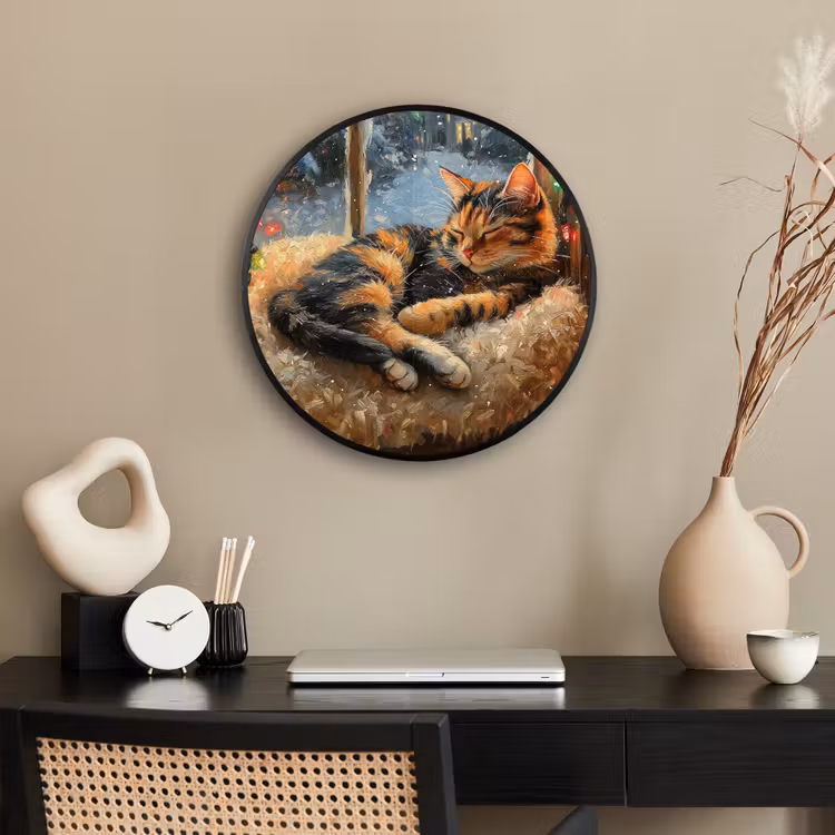Ronde fotolijst - Kat - Kerst - Winter - Dier — 3