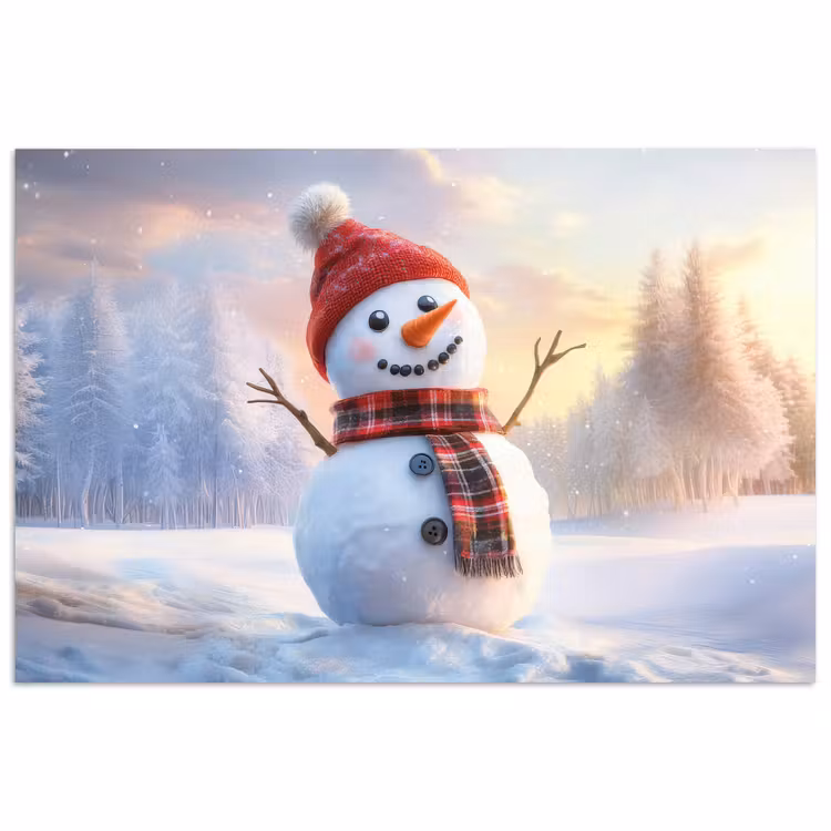 Poster - Sneeuwpop - Zonsondergang - Wit — 1