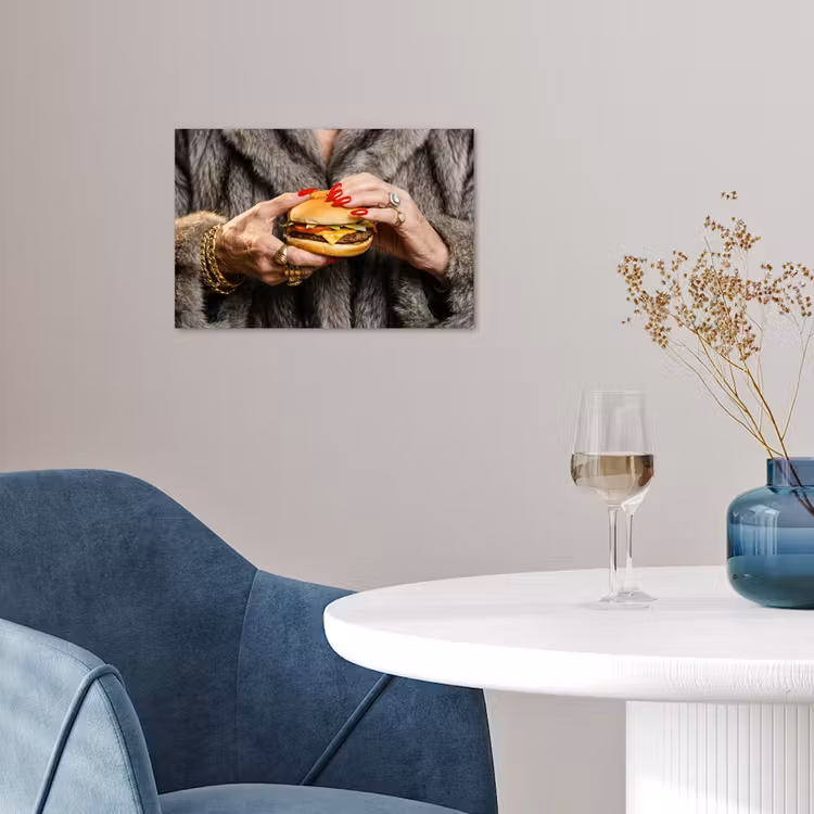 Poster - Vrouw - Hamburger - Bontjas — 4