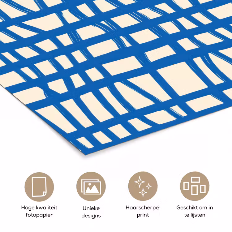Poster - Ruitpatroon - Blauw - Crème — 5