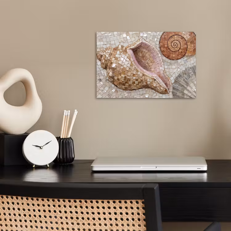 Poster - Schelp - Mozaïek - Zee - Beige - Modern — 2