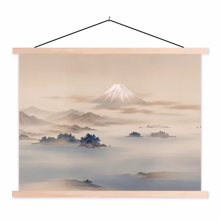 Schoolplaat - Japans - Landschap - Beige — 1