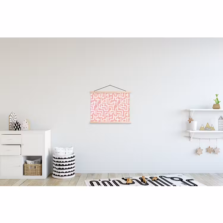Schoolplaat - Doolhofpatroon - Roze - Wit - Abstract — 3