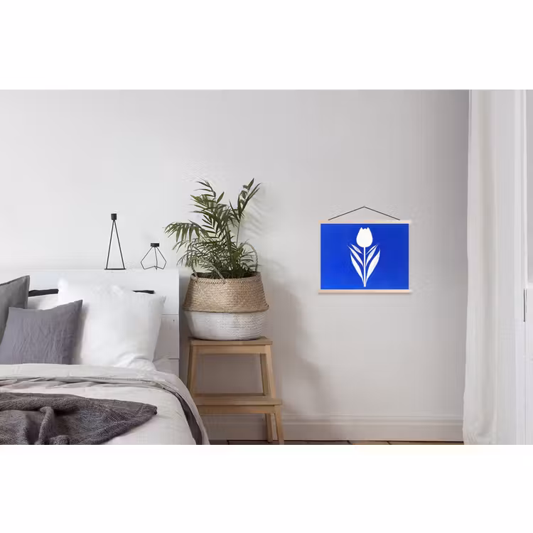 Schoolplaat - Tulp - Minimalistisch - Bladeren - Wit — 2