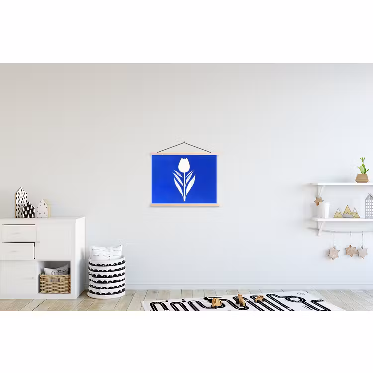 Schoolplaat - Tulp - Minimalistisch - Bladeren - Wit — 3