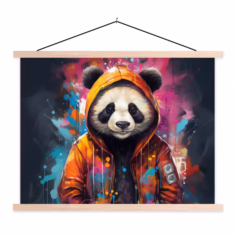 Schoolplaat - Panda - Jas - Graffiti - Oranje — 1
