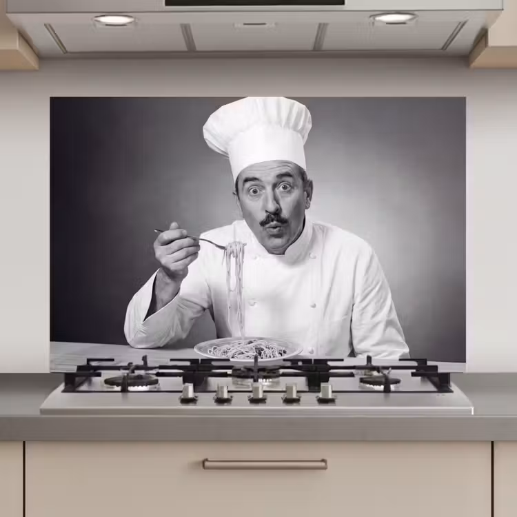 Spatscherm keuken - Chef - Spaghetti - Pasta — 1