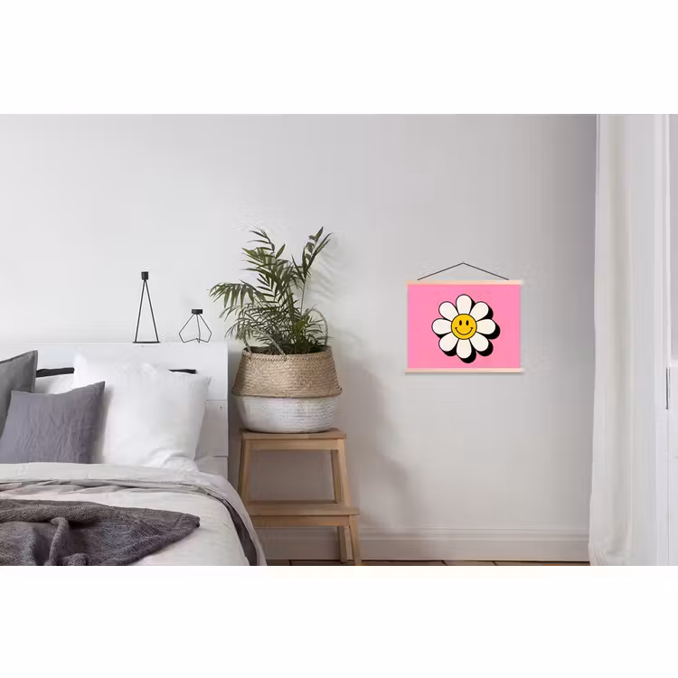 Schoolplaat - Smiley - Bloem - Roze — 2