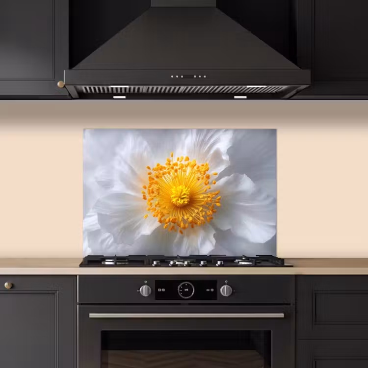 Spatscherm keuken - Wit - Bloem - Elegant — 2