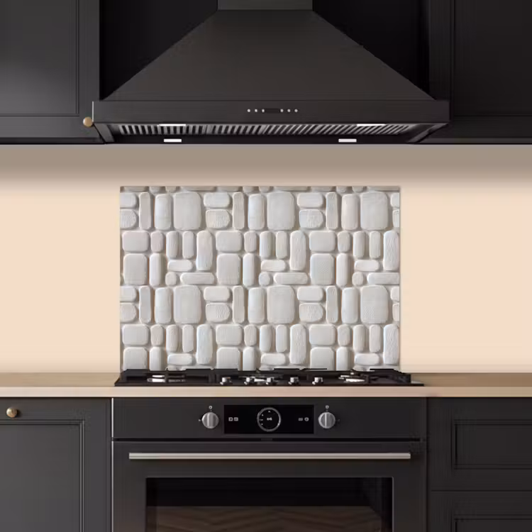 Spatscherm keuken - Reliëf - Structuur - Wit — 2