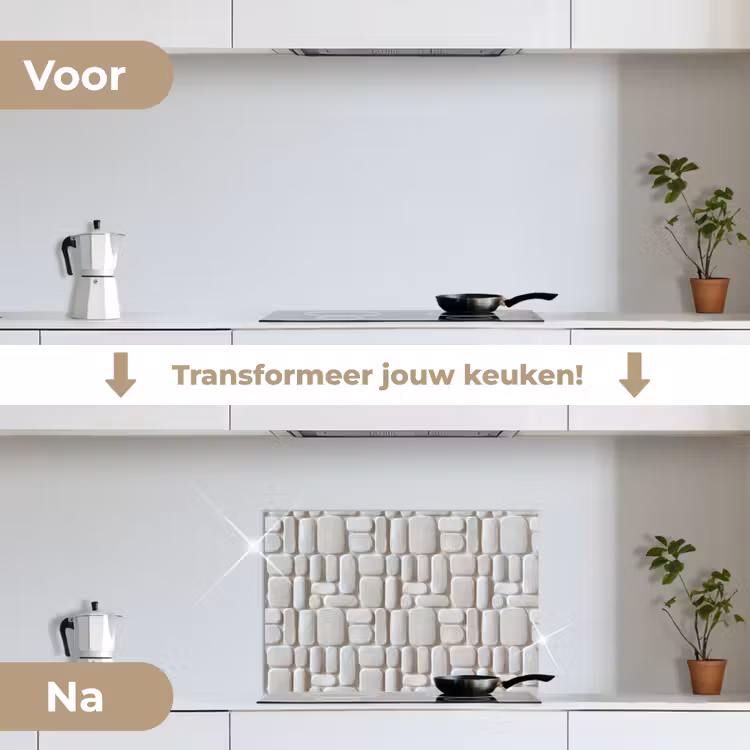 Spatscherm keuken - Reliëf - Structuur - Wit — 3