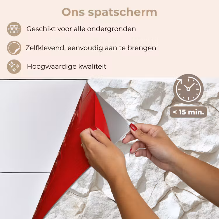 Spatscherm keuken - Structuur - Rots - Wit — 4