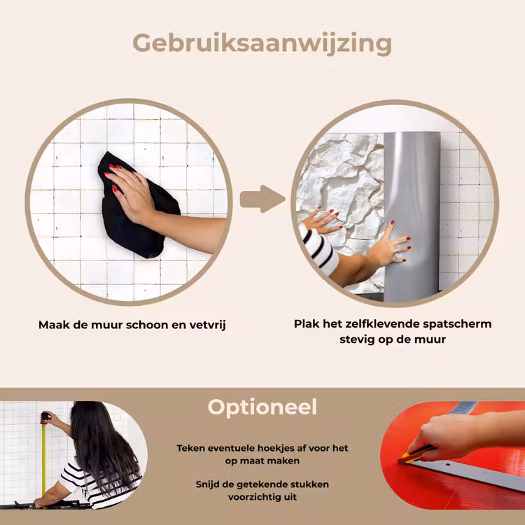 Spatscherm keuken - Structuur - Rots - Wit — 8