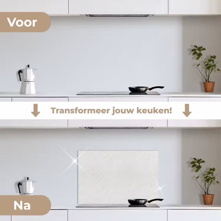 Spatscherm keuken - Golven - Ribbels - Wit — 3