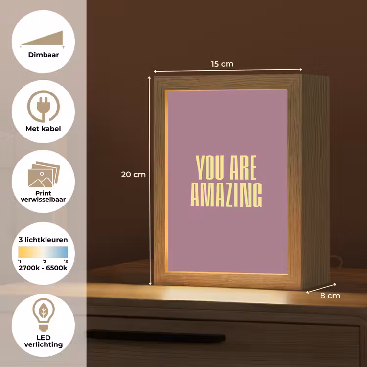 Tafellamp - Tekst - Paars - Amazing — 7