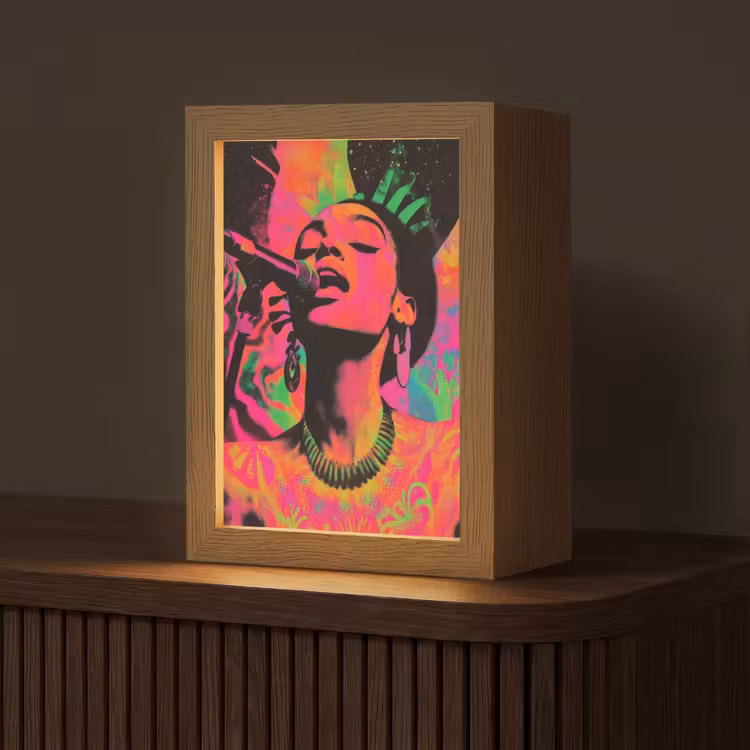 Tafellamp - Vrouw - Microfoon - Neon — 1