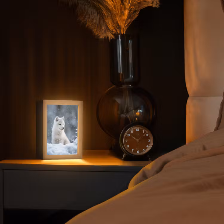 Tafellamp - Wolf - Pup - Sneeuw — 3