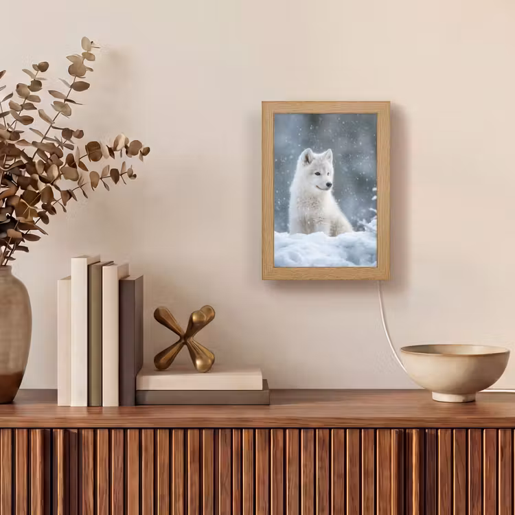 Tafellamp - Wolf - Pup - Sneeuw — 4