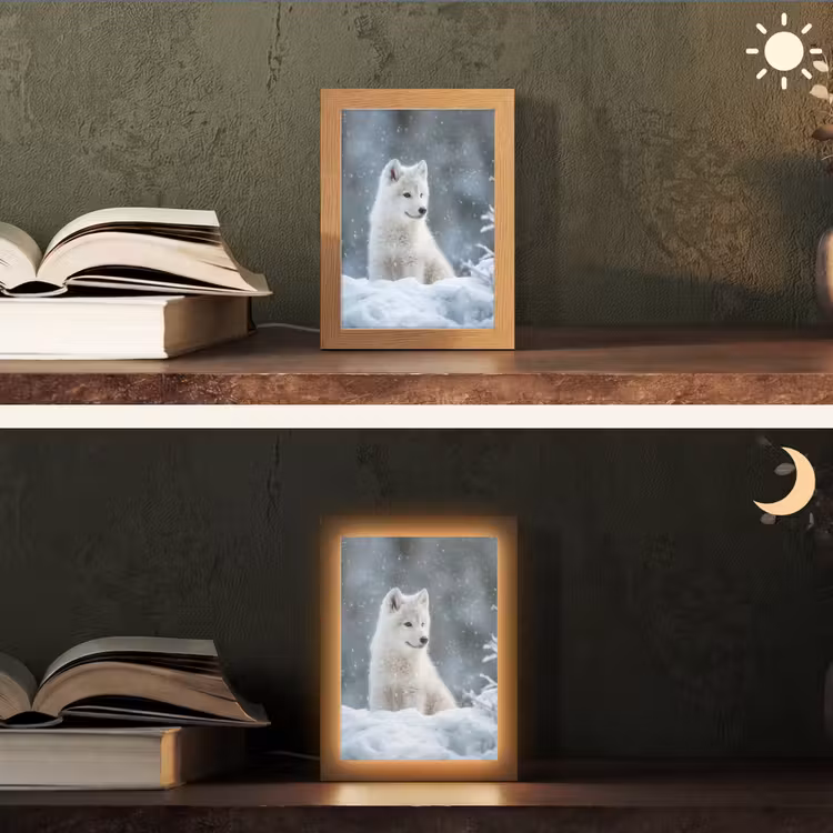 Tafellamp - Wolf - Pup - Sneeuw — 5