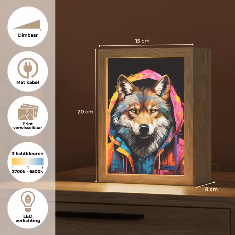 Tafellamp - Graffiti - Wolf - Jas - Zwart — 7