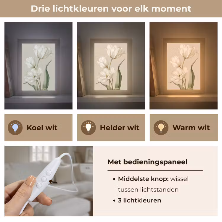 Tafellamp - Tulpen - Wit - Bladeren — 6