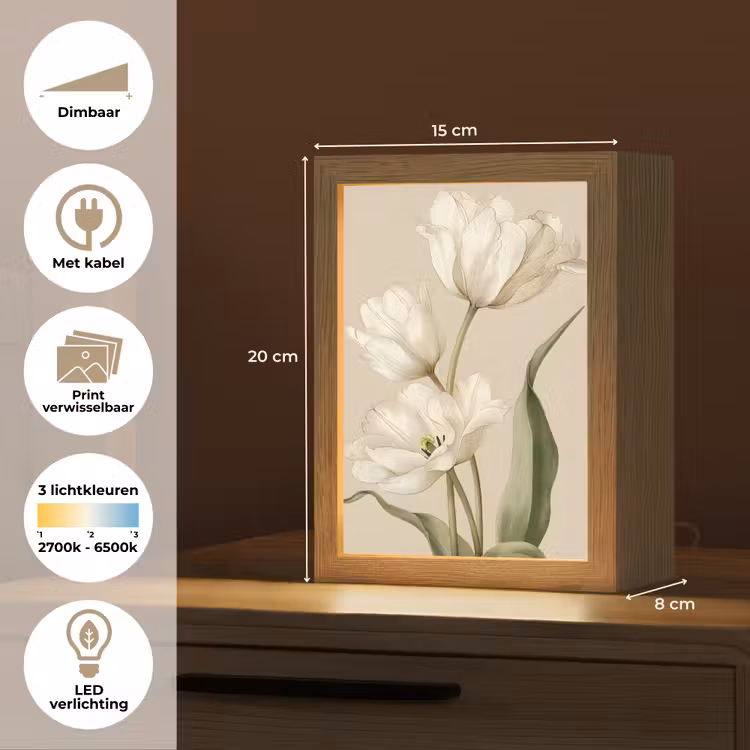 Tafellamp - Tulpen - Wit - Bladeren — 7