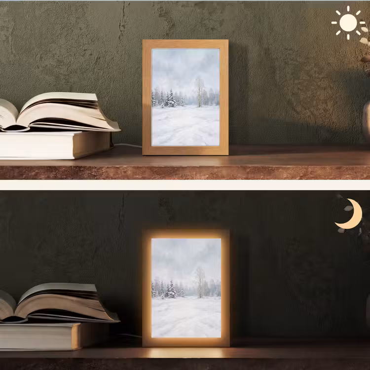 Tafellamp - Bospad - Dennen - Sneeuw - Winter - Rustgevend — 5