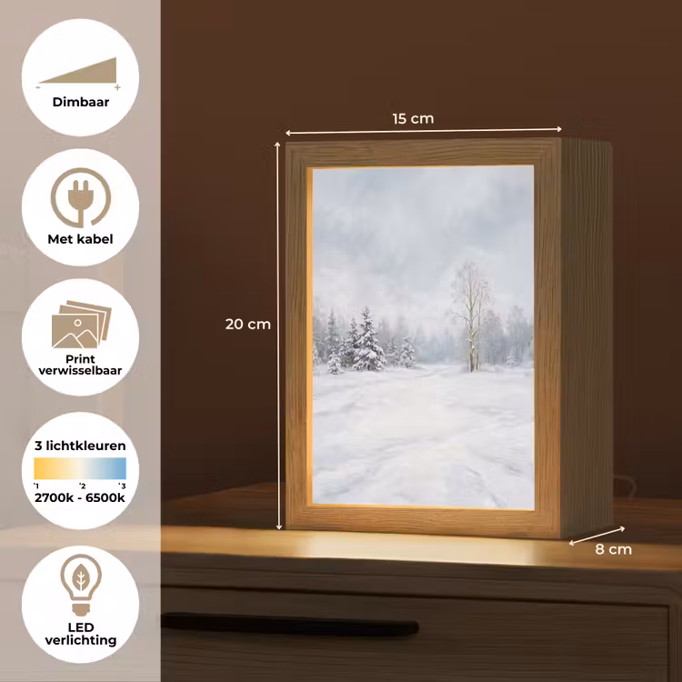 Tafellamp - Bospad - Dennen - Sneeuw - Winter - Rustgevend — 7
