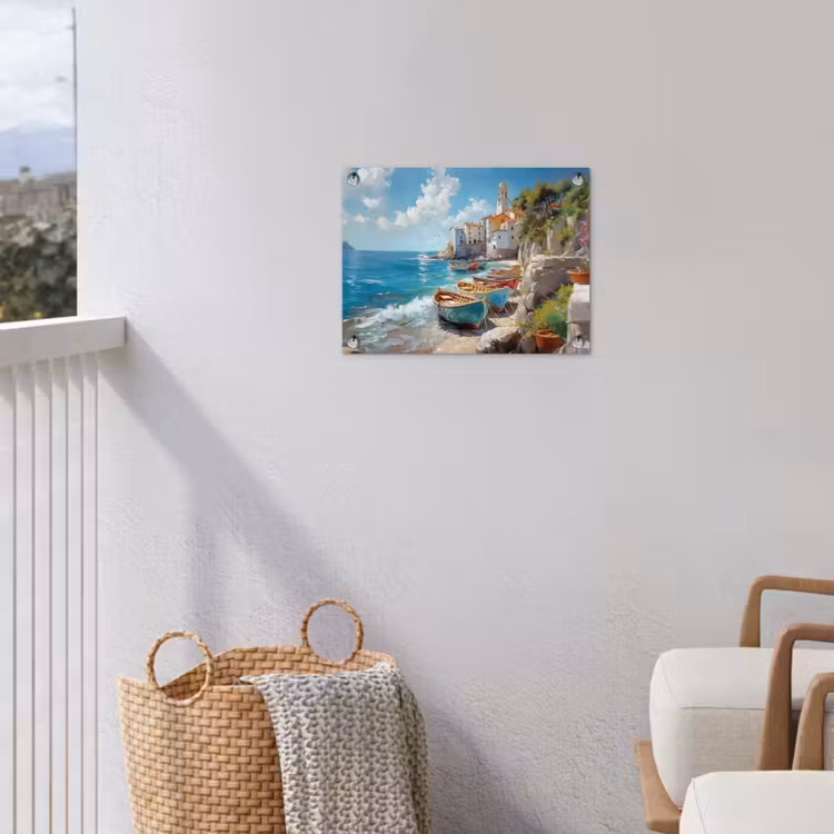 Tuinposter - Boten - Rotsen - Zee - Zon — 3